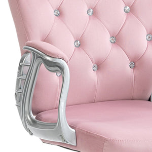 English Elm Vinsetto Stylish Pink Velvet Office Chair With Adjustable Height, Padded Armrests & Swivel Wheels W2225P156384-GIGA
