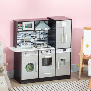 English Elm Qaba Wooden Kids Play Kitchen Set with Lights Sounds Refrigerator and Utensils W2225P156300