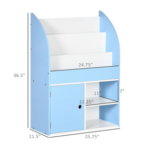 English Elm Qaba Kids Bookshelf with Cabinet and Triple-Tier Shelves for Toys, Durable MDF Storage for Ages 3-8 Blue W2225P156297