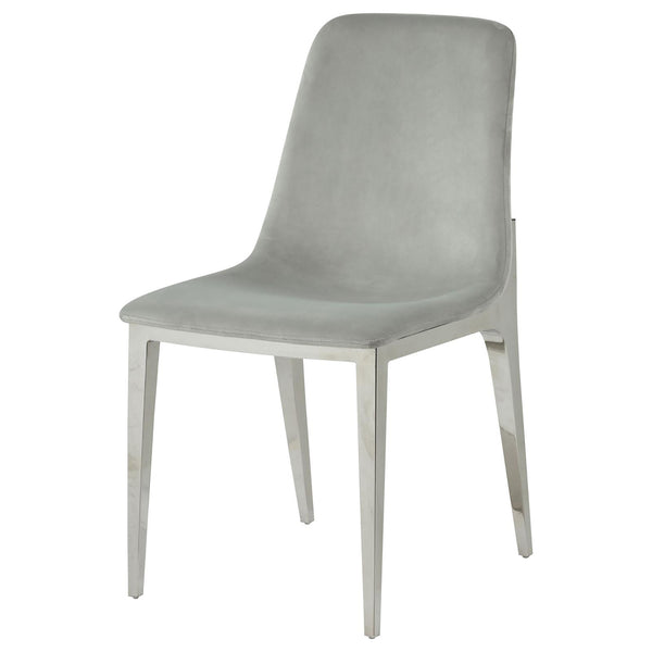 English Elm Light Grey Velvet Side Chairs Set of 4 — Italian-Inspired Velvet Upholstery, Foam Comfort, Chrome Frame B062S00323
