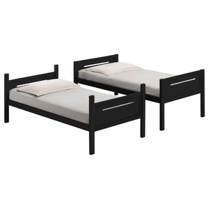English Elm Black Twin/Twin Bunk Bed Modern Rubberwood Frame with Angled Ladder, Full Guardrails, 400 lb Tested Capacity B062S00335