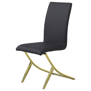 English Elm Black Modern Dining Chairs Set of 4 with Brass Swooping Metal Base, Cushioned PU Seat & Tall Backrest B062S00322