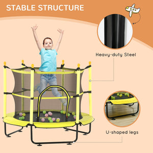 English Elm Qaba 55 Inch Kids Toddler Trampoline with Enclosure Net and Ball Pit Play Yellow W2225P156304