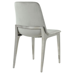 English Elm Light Grey Velvet Side Chairs Set of 4 — Italian-Inspired Velvet Upholstery, Foam Comfort, Chrome Frame B062S00323