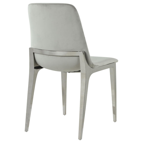 English Elm Light Grey Velvet Side Chairs Set of 4 — Italian-Inspired Velvet Upholstery, Foam Comfort, Chrome Frame B062S00323