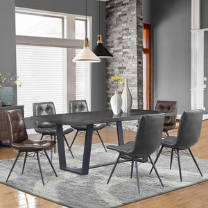 English Elm Charcoal Tufted Back Dining Chairs Set of 4 – Gunmetal Angled Metal Legs, Faux Leather, 350 lb Capacity B062S00326