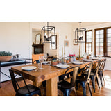 English Elm 4 Light Large Industrial Metal Farmhouse Pendant Light Black Square Wide Cage Chandelier With Painted Finish