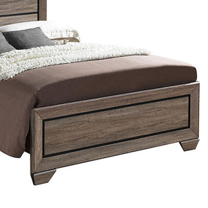 English Elm Washed Taupe Queen Panel Bed - Rustic Transitional Wood Frame, Horizontal Paneled Headboard & Footboard B062S00314