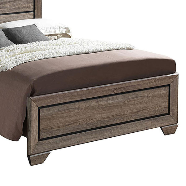 English Elm Washed Taupe Queen Panel Bed - Rustic Transitional Wood Frame, Horizontal Paneled Headboard & Footboard B062S00314