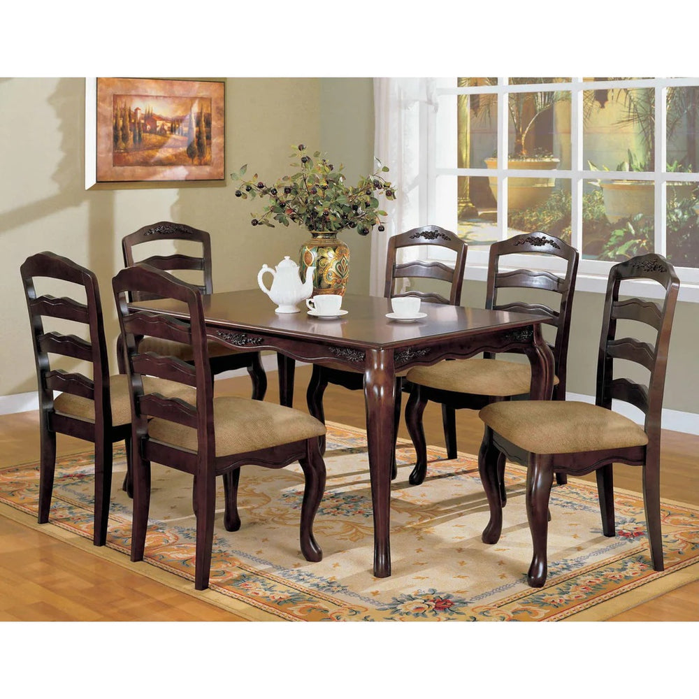 English Elm Set of 2 Curvy Ladder Back Dining Chairs in Dark Walnut with Plush Tan Fabric Seats, Affordable Style B016P156224