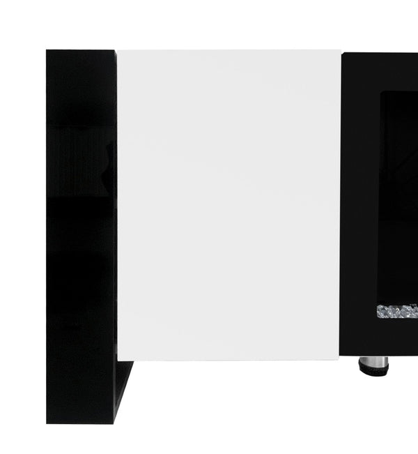 English Elm On-trend Gloss Media Console with Built-in Electric Fireplace for Living Rooms White SD000029AAK