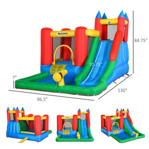 English Elm Outsunny 6in1 Inflatable Bounce House Water Slide Pool Backyard Kids Summer Fun W2225P156337
