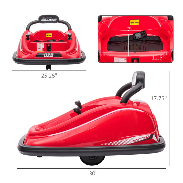 English Elm Aosom 12v Toddler Ride on Bumper Car with Dual Motors 360 Spin Led Glow Red W2225P156329