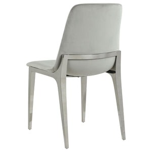 English Elm Light Grey Velvet Side Chairs Set of 4 — Italian-Inspired Velvet Upholstery, Foam Comfort, Chrome Frame B062S00323