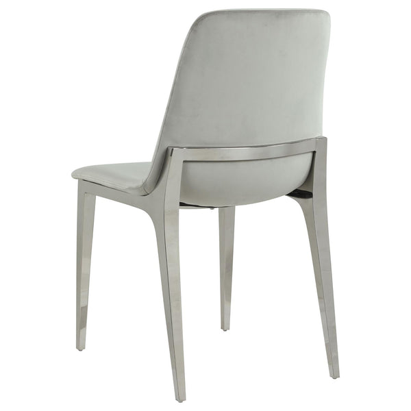 English Elm Light Grey Velvet Side Chairs Set of 4 — Italian-Inspired Velvet Upholstery, Foam Comfort, Chrome Frame B062S00323
