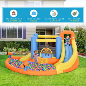 English Elm Outsunny 5in1 Inflatable Backyard Water Park Bounce House with Slide Climbing Wall W2225P156335