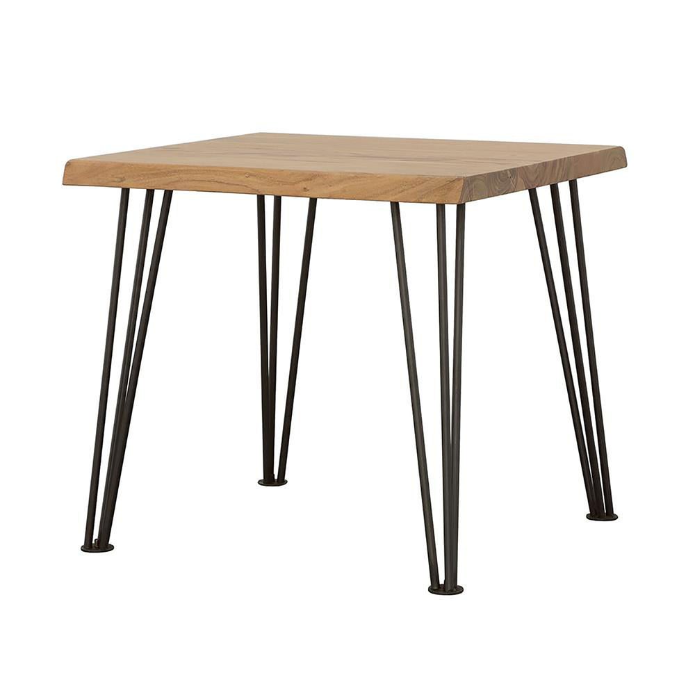 English Elm Natural Acacia Wood End Table With Matte Black Hairpin Legs For Modern Living Spaces & Decor B062S00318