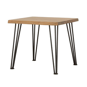 English Elm Natural Acacia Wood End Table With Matte Black Hairpin Legs For Modern Living Spaces & Decor B062S00318