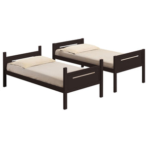 English Elm Espresso Twin/Twin Bunk Bed Sturdy Rubberwood Frame with Angled Ladder, Full Guardrails, 400 lb Test B062S00336