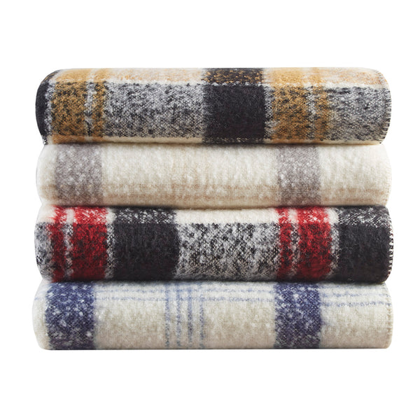 English Elm Faux Mohair to Sherpa Throw - Plush Plaid Reversible 50x60 Cozy Lightweight Machine Washable Comfort B035129468