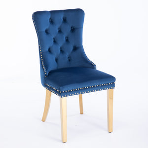 English Elm A&a Velvet Tufted Dining Chairs with Gold Plated Legs and Nailhead Trim Set of 2 W1143P151485
