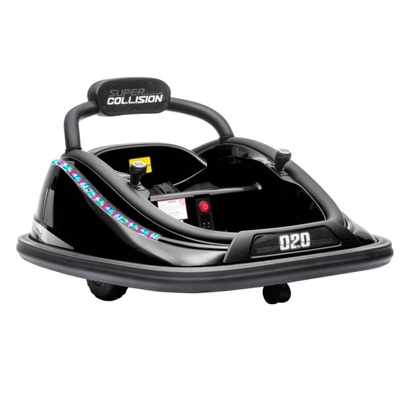 English Elm Aosom 12v Toddler Ride on Bumper Car with Dual Motors 360 Spin Led Glow Black W2225P156331
