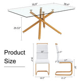 Hearth and Haven 1 Table with 6 Chairs. Glass Dining Table with 0.39 "Tempered Glass Tabletop and Wooden Metal Legs. Leatherette Leather High Backrest Cushioned Side Chair with C-Shaped Chrome Metal Legs. W1151S00681 W1151S00681