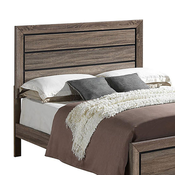 English Elm Washed Taupe Queen Panel Bed - Rustic Transitional Wood Frame, Horizontal Paneled Headboard & Footboard B062S00314