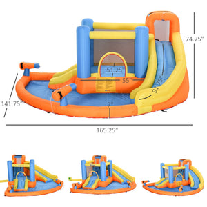 English Elm Outsunny 5in1 Inflatable Backyard Water Park Bounce House with Slide Climbing Wall W2225P156335
