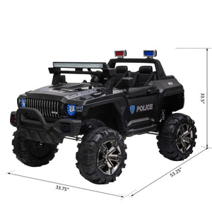 English Elm Aosom Kids 2 Seat Police Ride on Truck 12v Battery Powered with Remote Siren Lights W2225P156308