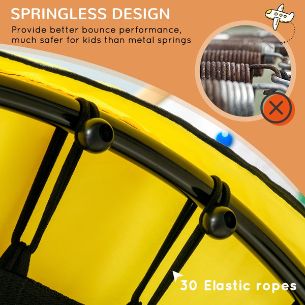 English Elm Qaba 55 Inch Kids Toddler Trampoline with Enclosure Net and Ball Pit Play Yellow W2225P156304