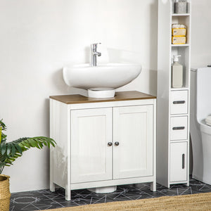 English Elm Kleankin Modern Under-Sink Cabinet, Stylish Freestanding Bathroom Storage With Adjustable Shelf & Doors W2225P156382