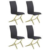 Contemporary Black & Brass Dining Chairs Set - Upholstered Seat & Shiny Brass Legs - Stylish & Comfortable - 17.25 x 24.00 x 38.50