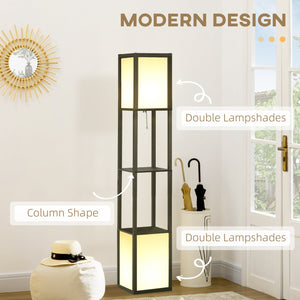 English Elm Homcom Modern Floor Lamp With Dual Ambient Lighting & Multi-Purpose Shelves For Cozy Living Spaces W2225P156377