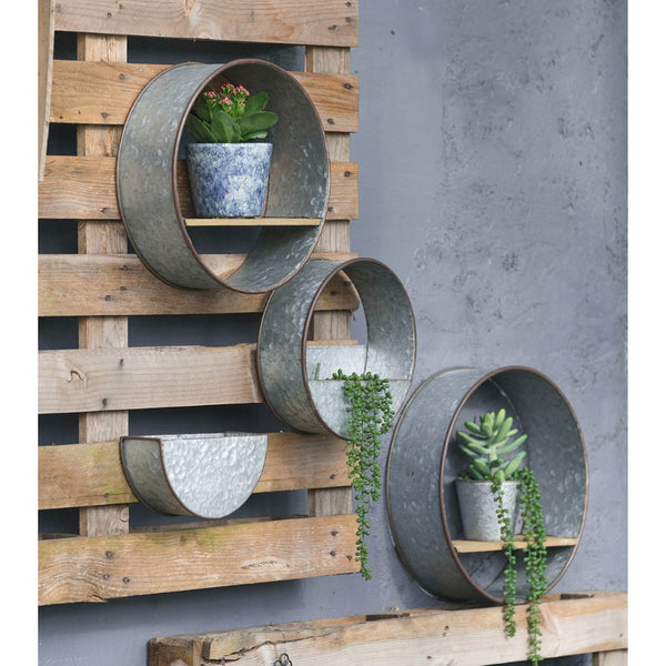 English Elm Farmhouse Galvanized Iron Five Piece Wall Planter Set for Vertical Garden Display W2078P156359
