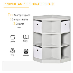 English Elm Homcom Kids Corner Cabinet - Stylish Toy Storage Organizer With 3 Baskets For Playroom & Bedroom W2225P156296