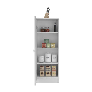 English Elm Kitchen Pantry Slim 47" H Single Door Storage Cabinet with Four Adjustable Shelves for Small Spaces White 51.18 L x 27.95 W x 3.15 H B097133245