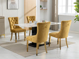 English Elm ,Nikki Collection Modern, High-End Tufted Solid Wood Contemporary Velvet Upholstered Dining Chair With Golden Stainless Steel Plating Legs,Nailhead Trim,Set Of 2,Gold, Sw1601Gl