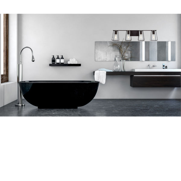 English Elm 4-Light Oil-Rubbed Bronze Vanity Light Fixture — Industrial Vintage 35" Wall Sconce with Open Cage, Dimmable-Friendly B130P148038