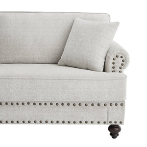 English Elm 61" Chenille Loveseat with Nailhead Trim Plush Two Seat Sofa for Modern Living Rooms White W1708S00024