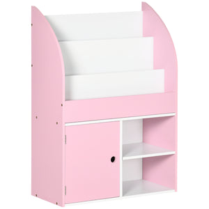 English Elm Qaba Kids Bookshelf with Cabinet and Triple-Tier Shelves for Toys, Durable MDF Storage for Ages 3-8 Pink W2225P156295