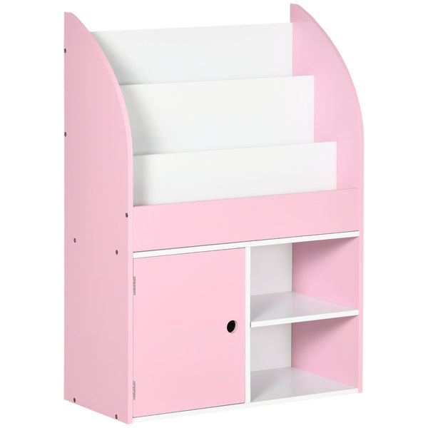 English Elm Qaba Kids Bookshelf with Cabinet and Triple-Tier Shelves for Toys, Durable MDF Storage for Ages 3-8 Pink W2225P156295