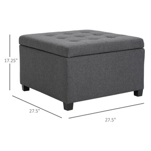 English Elm HOMCOM Tufted Storage Ottoman with Flip-Top Lid, Linen-Feel Upholstery, Safe Hinge & 330lb Capacity W2225P156376