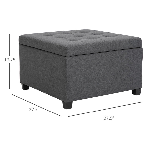 English Elm HOMCOM Tufted Storage Ottoman with Flip-Top Lid, Linen-Feel Upholstery, Safe Hinge & 330lb Capacity W2225P156376
