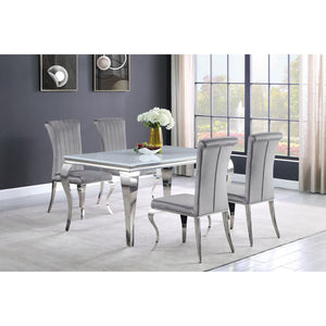 English Elm Grey Upholstered Side Chairs Set of 4 — Velvet Hollywood Glam Dining Chairs with Chrome Legs, Durable Comfort B062S00327