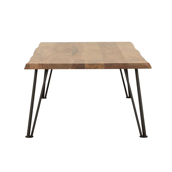 English Elm Natural Coffee Table With Live-Edge Acacia Wood Top & Sleek Matte Black Hairpin Legs For Style B062S00317