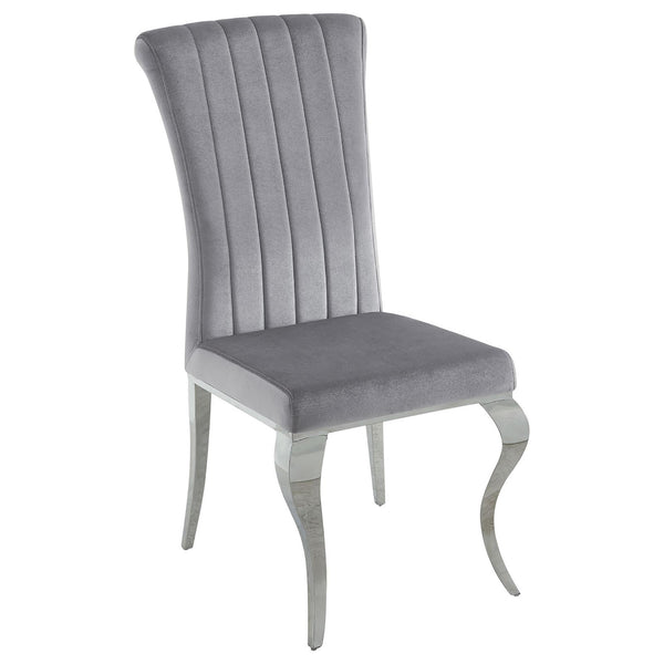 English Elm Grey Upholstered Side Chairs Set of 4 — Velvet Hollywood Glam Dining Chairs with Chrome Legs, Durable Comfort B062S00327