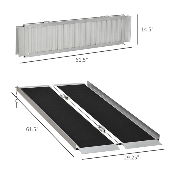 English Elm Homcom Folding Aluminum Wheelchair Ramp Skidproof Surface 600 Lb Portable Access W2225P156381