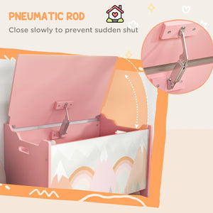 English Elm Qaba Wooden Kids Toy Chest with Safety Lid Animal Theme Playroom Storage Box W2225P156292