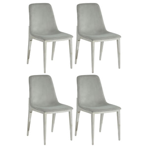 English Elm Light Grey Velvet Side Chairs Set of 4 — Italian-Inspired Velvet Upholstery, Foam Comfort, Chrome Frame B062S00323